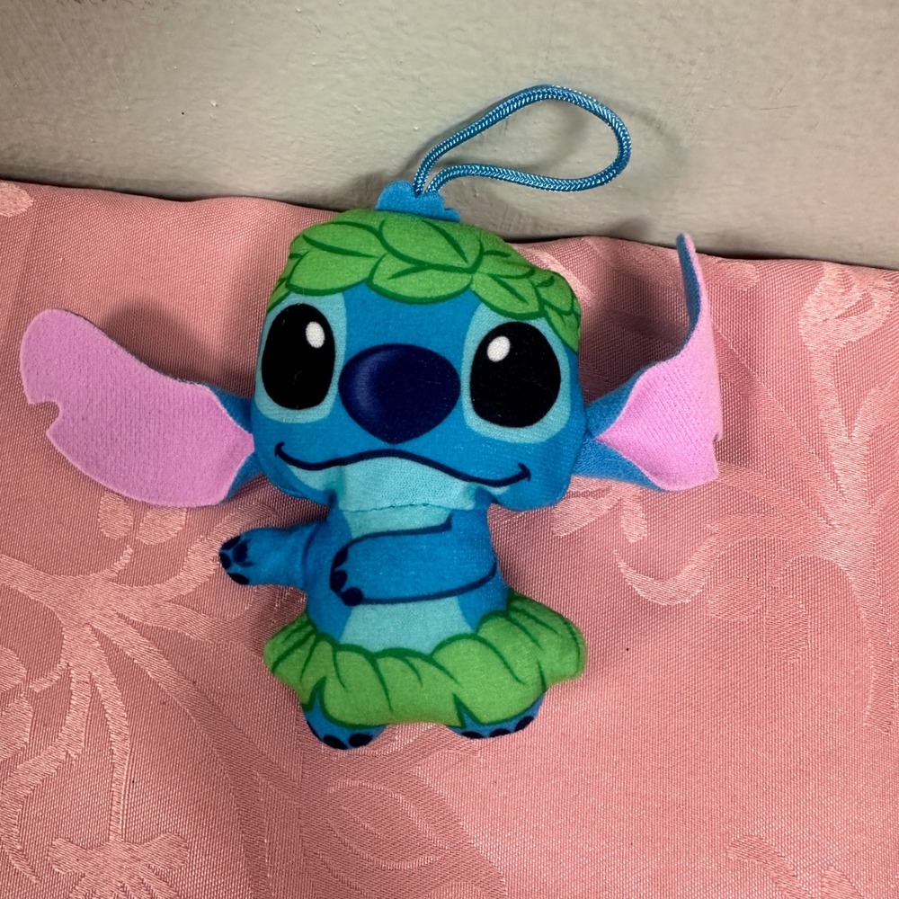 Disney Lilo & Stitch Hula Stitch Plush Keychain Blue Green 5 Inch Mini Toy